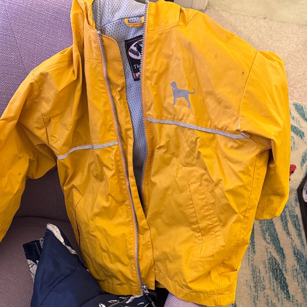 The Black Dog Yellow Kids Raincoat with Reflective Piping